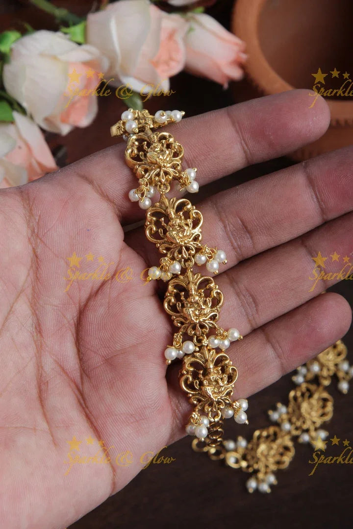 Lakshmi Earchain with Pearls - Sparkle and Glow