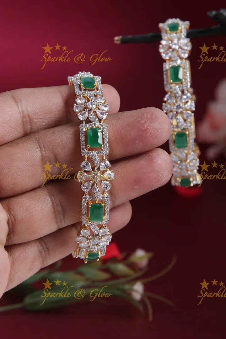 Beautiful GJ Polish floral bangles a pair - Sparkle and Glow