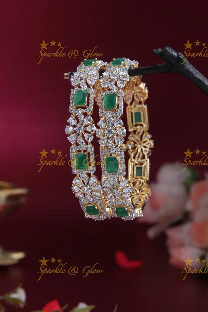 Beautiful GJ Polish floral bangles a pair - Sparkle and Glow