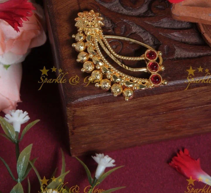 Traditional kemp stone nose ring- Ruby - Sparkle and Glow