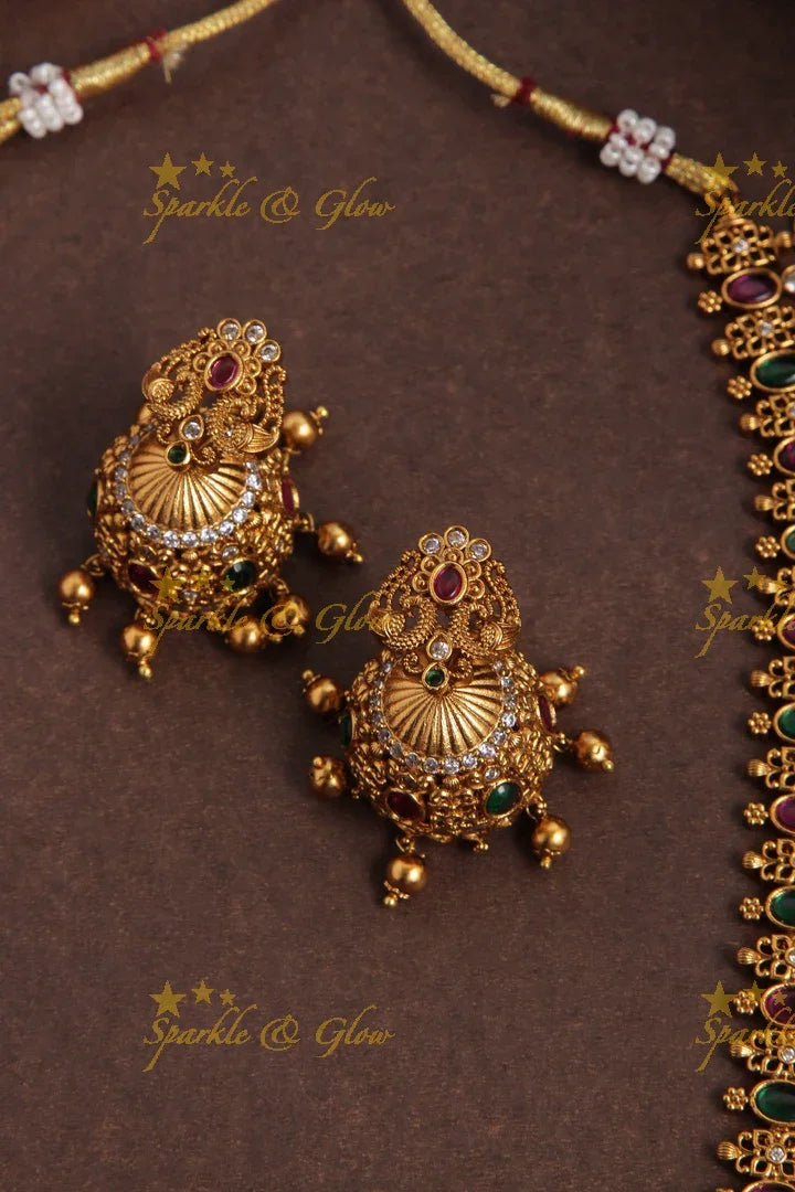 Premium Matte Floral Lakshmi Coin Necklace- Multi - Sparkle and Glow