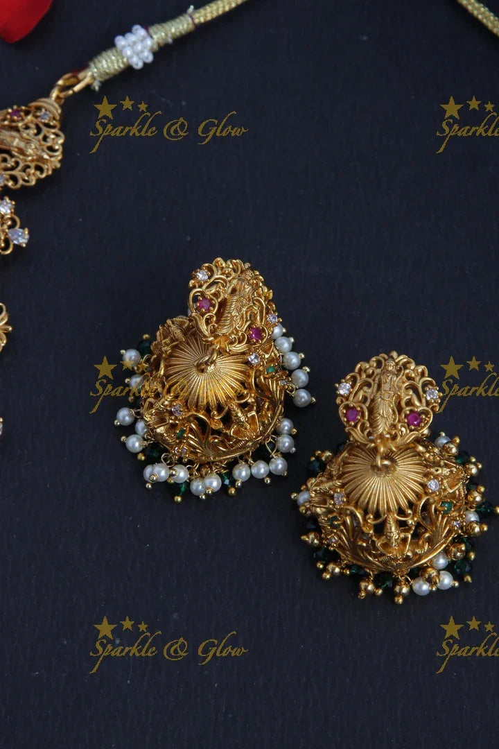 Gold Alike Polished Dashavathara Gutta Pusalu Necklace - Sparkle and Glow