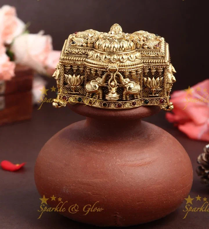Intricately Carved Nagas Kumkum Box - Sparkle and Glow