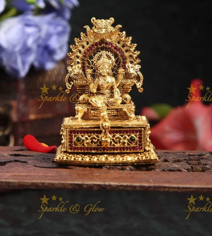 Gold Alike Polished Goddess Lakshmi Kumkum Box - Sparkle and Glow