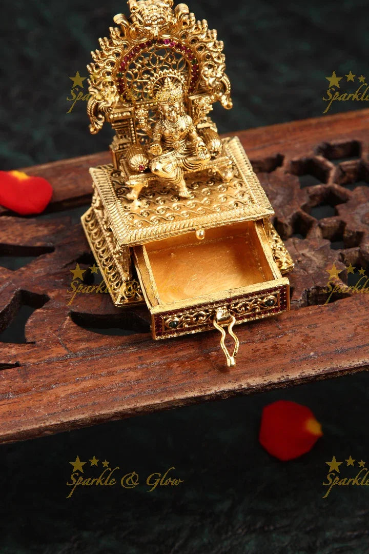 Gold Alike Polished Goddess Lakshmi Kumkum Box - Sparkle and Glow