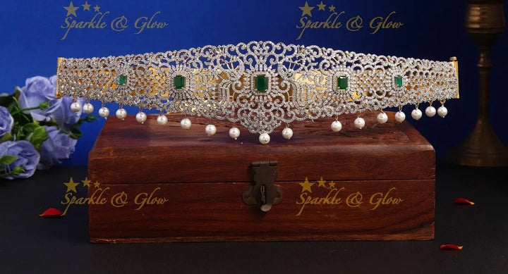Beautiful GJ Polish peacock hipbelt with pearls - Sparkle and Glow