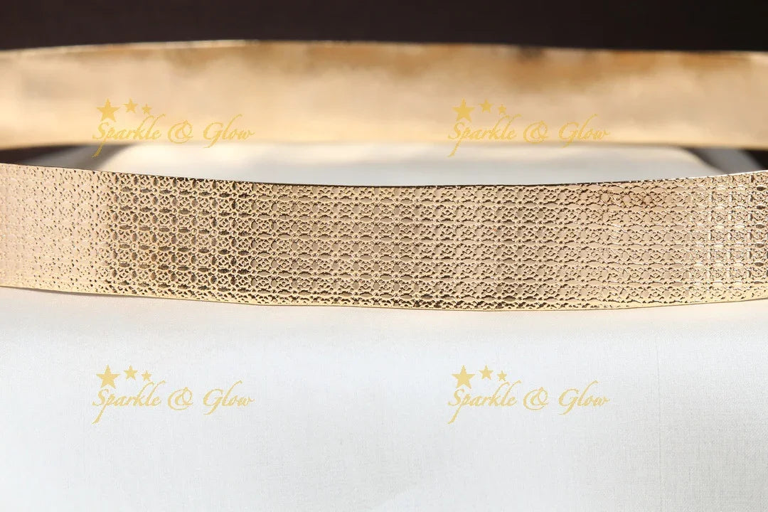 Handcrafted designed gold polish plain hipbelt - design 2 - Sparkle and Glow
