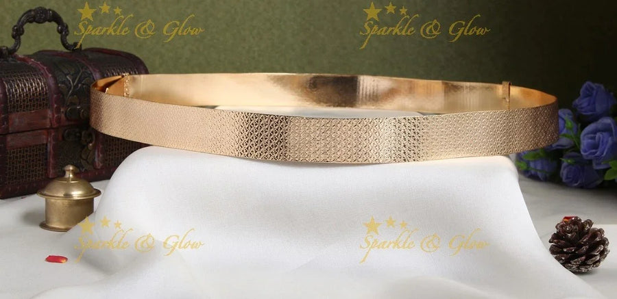 Handcrafted designed gold polish plain hipbelt - design 4 - Sparkle and Glow