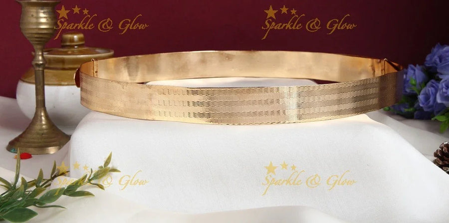 Handcrafted designed gold polish plainhipbelt - Sparkle and Glow