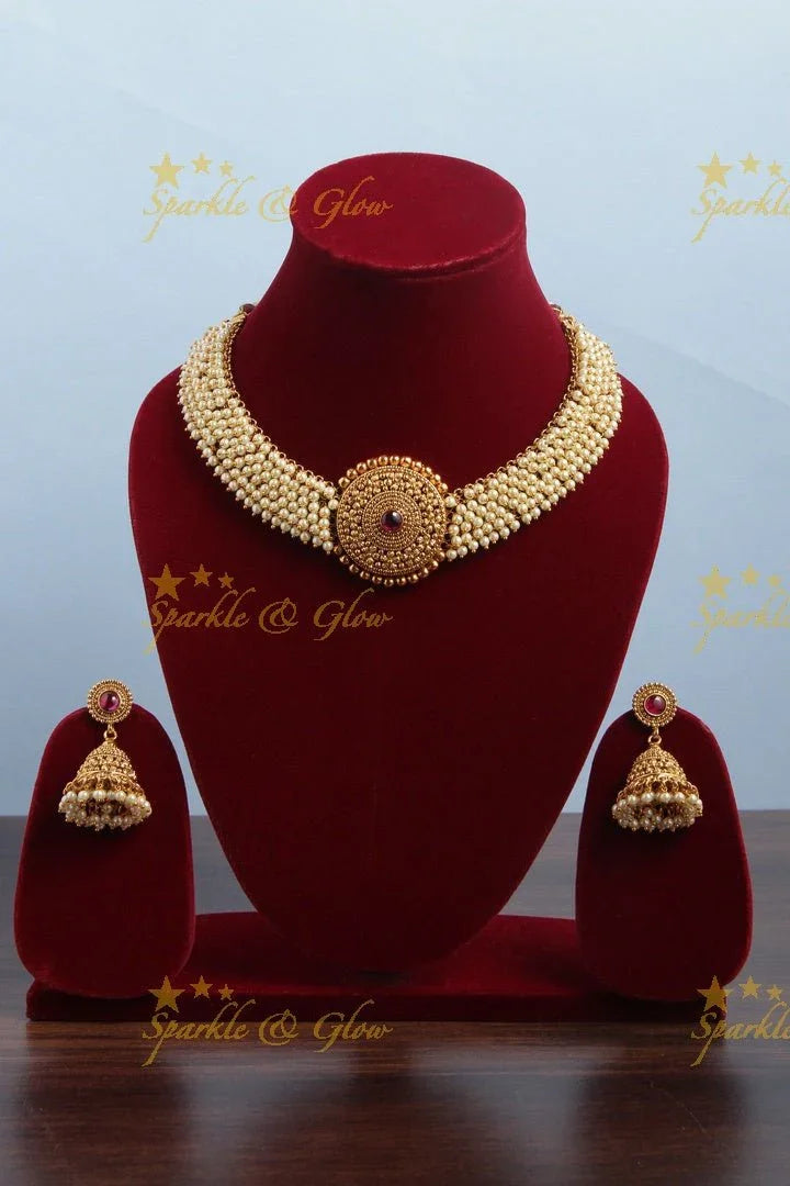 Beautiful Pearl cluster statement necklace - Sparkle and Glow
