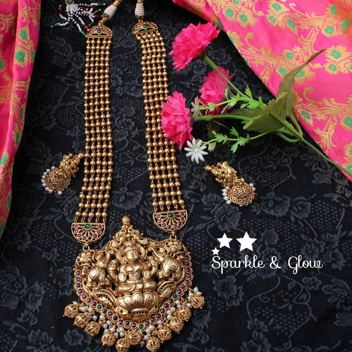 Gold look alike nagas rani haram crafted with kemp stones - Sparkle and Glow