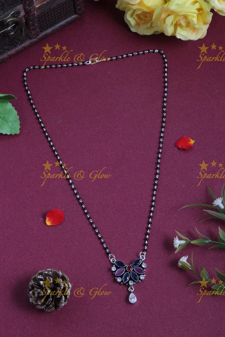 Budgetted Multicolor black bead chain - Sparkle and Glow