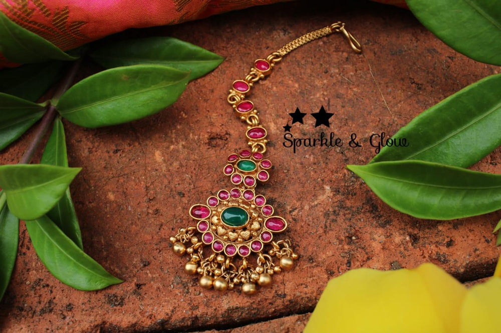 Non idol kemp stones maang tikka - Full kemp - Sparkle and Glow