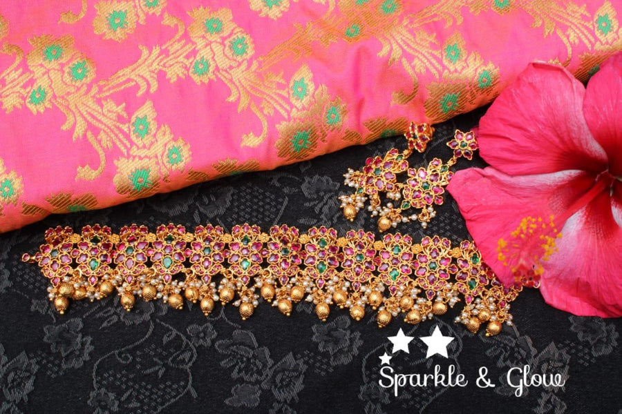 Precious kemp stones high neck choker - Sparkle and Glow