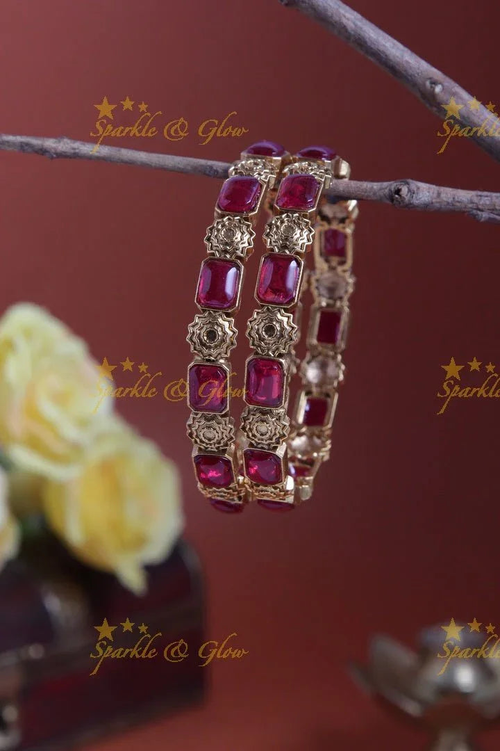 Antique star design stone bangle - pair - Sparkle and Glow