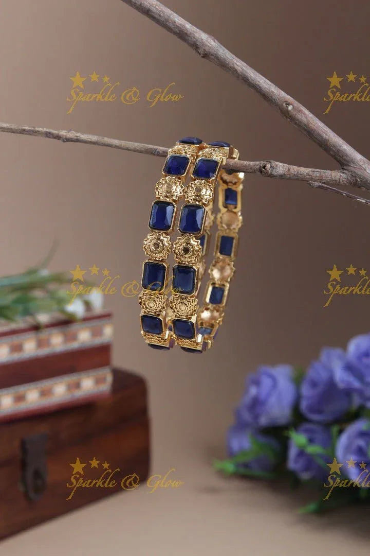 Antique star design stone bangle - pair - Sparkle and Glow