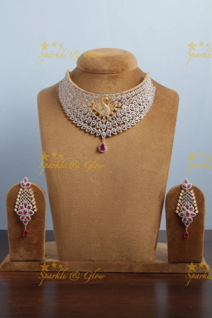 Glittering GJ Polish full peacock design choker - Sparkle and Glow