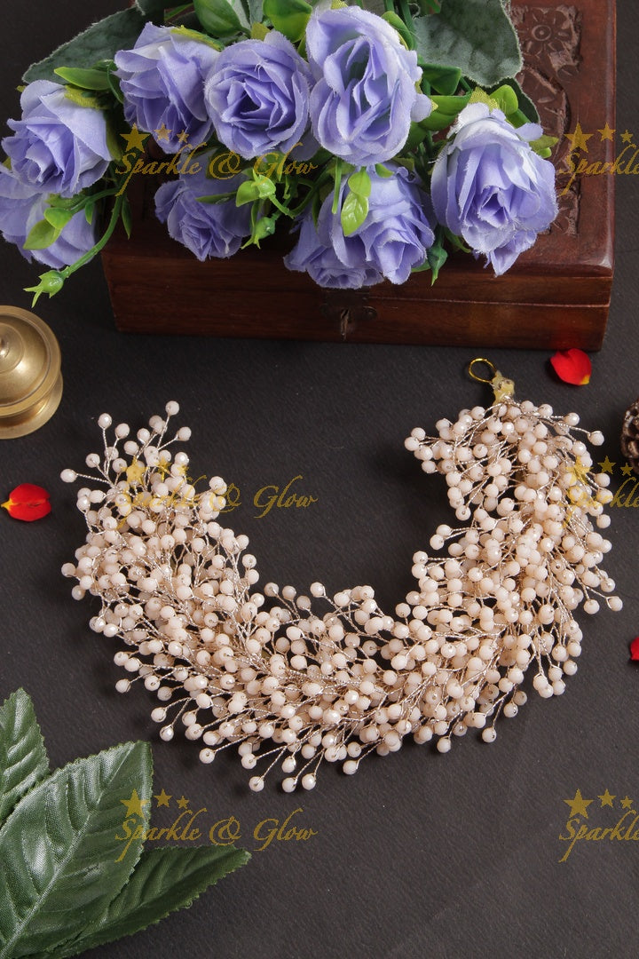 Peach pearl cluster hair veena, gajra