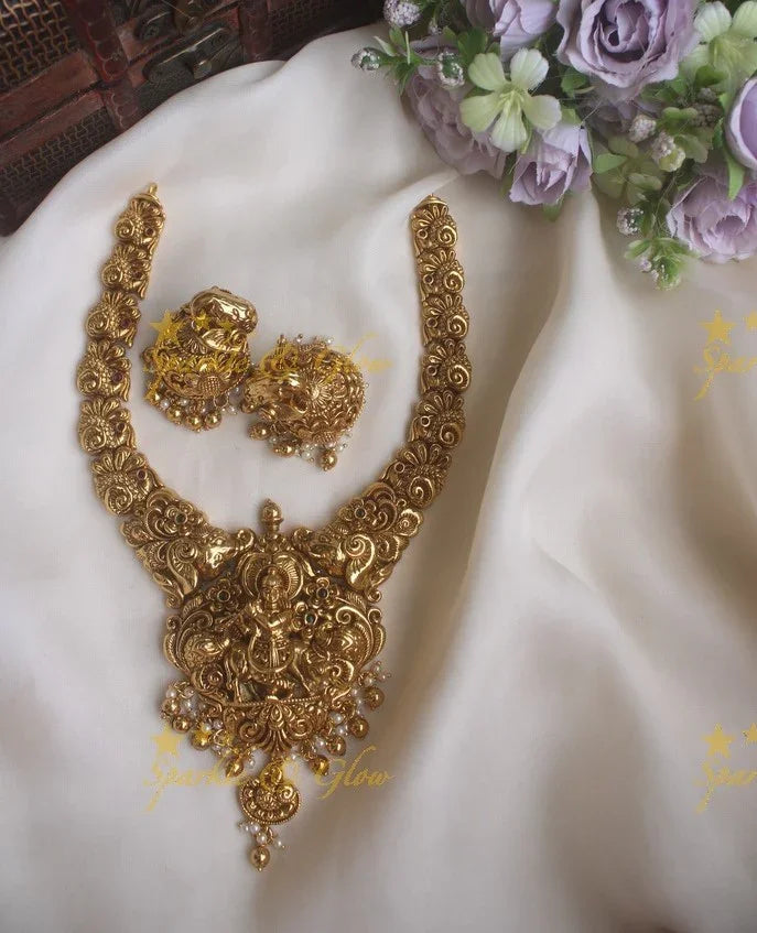 Beautiful peacock elephant lord krishna short necklace - Sparkle and Glow