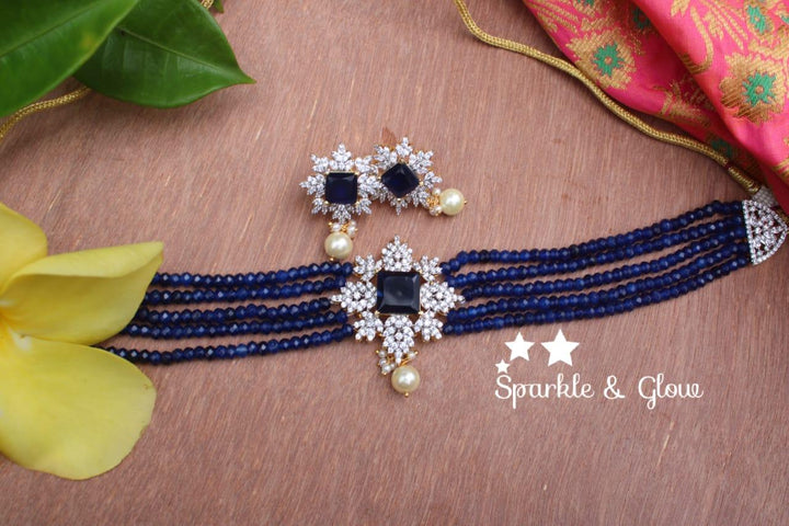 White stone pendent high neck choker - Pink - Sparkle and Glow