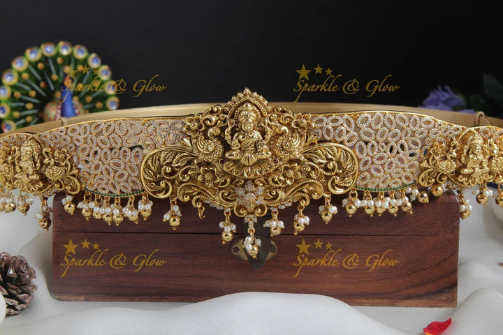 Exquisite lakshmi peacock gold alike AD hipbelt - Sparkle and Glow