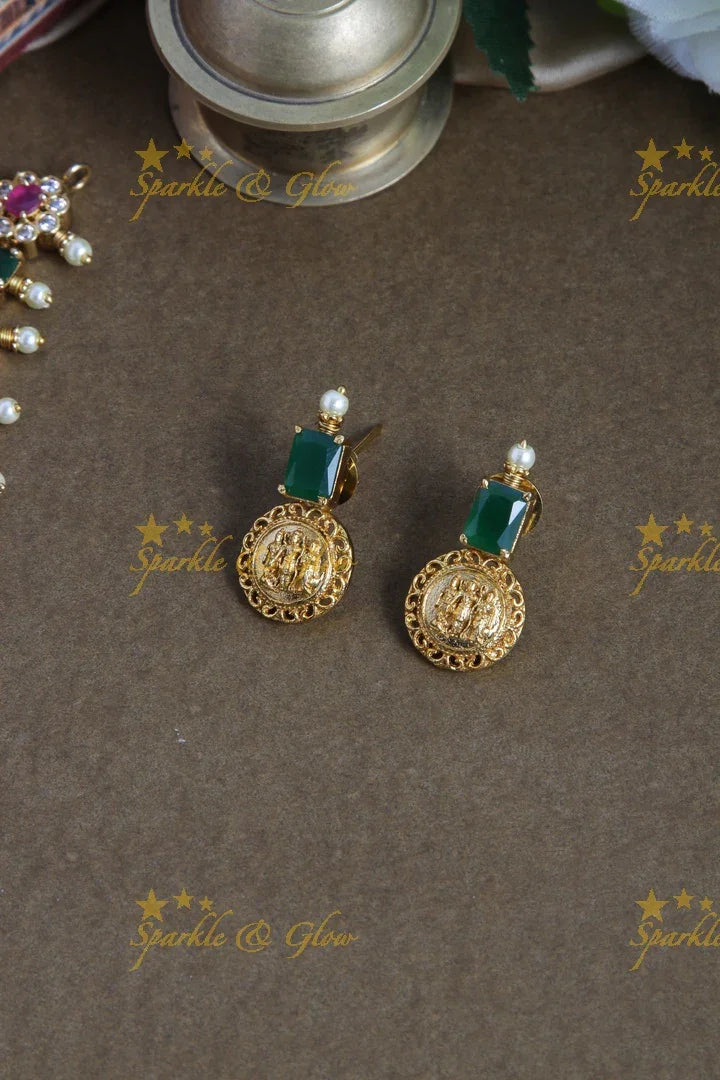 Premium Matt long floral ram sita coin necklace - Sparkle and Glow