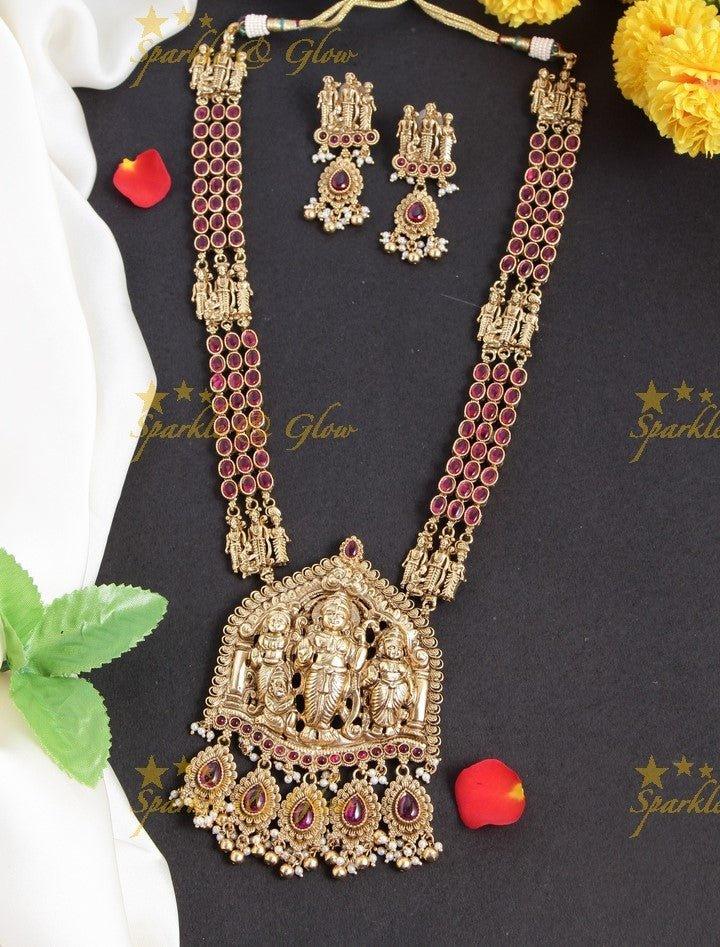 Gold alike floral choker with kundan stones with gold bead drops - Sparkle and Glow