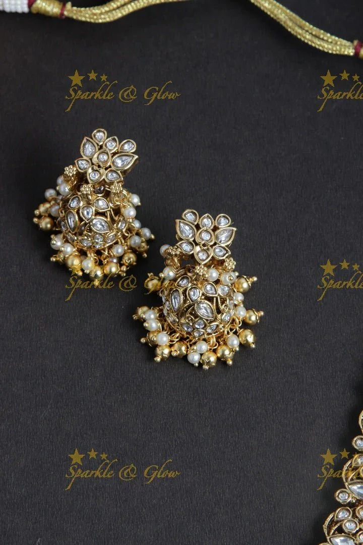 Gold alike exquisite non idol bridal haram with kundan stones - Sparkle and Glow