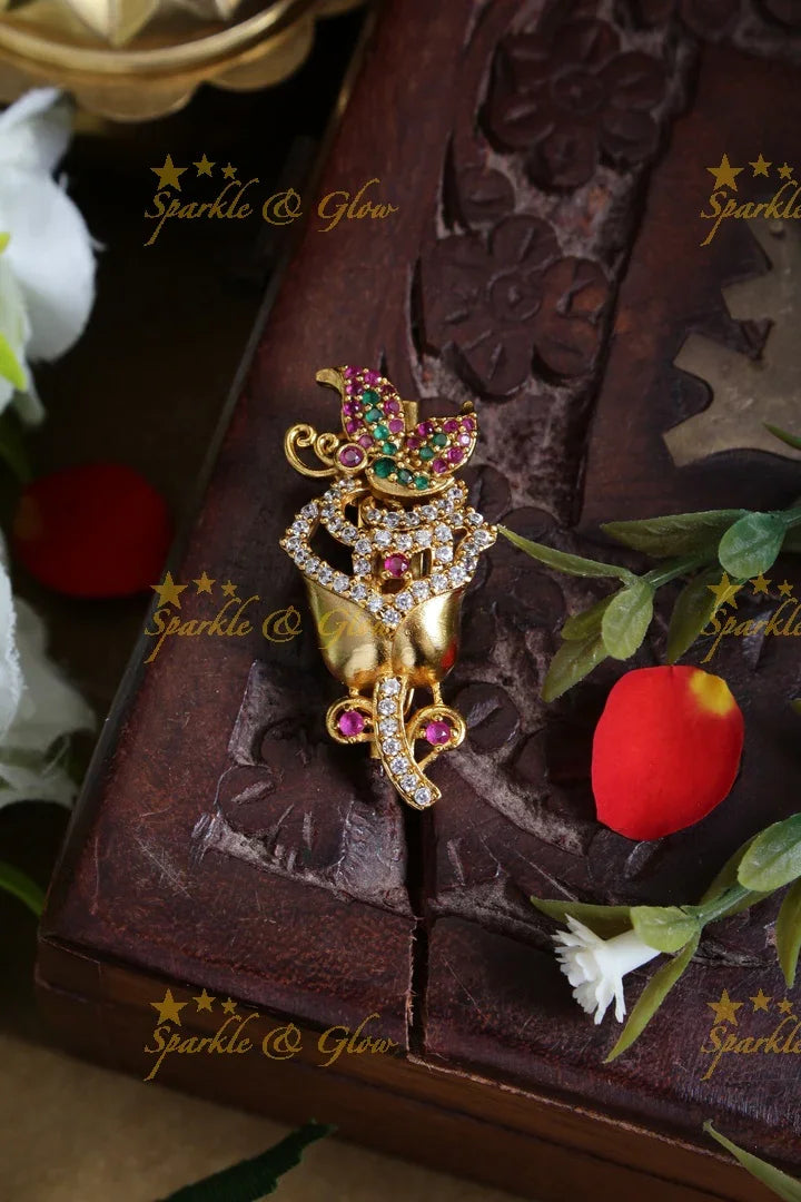 Premium Matte butterfly carved leaf design saree pin - Sparkle and Glow