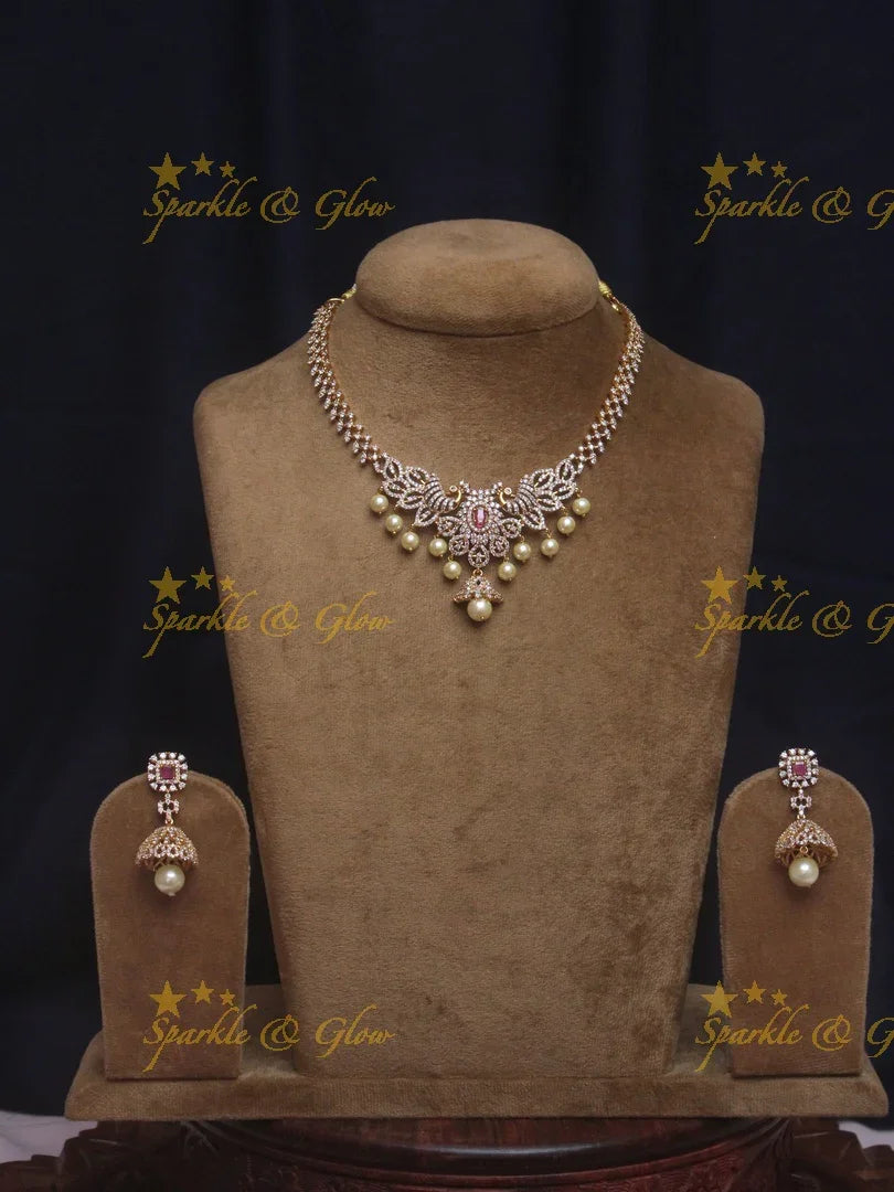 Beautiful Peacock design Ad necklace - Sparkle and Glow