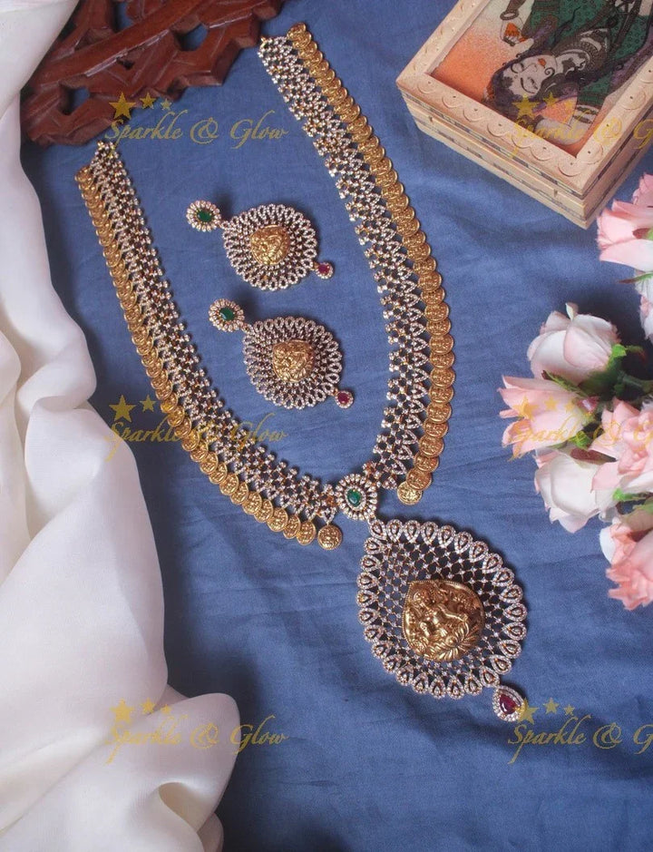 Premium matte Lakshmi AD coin haram - Sparkle and Glow