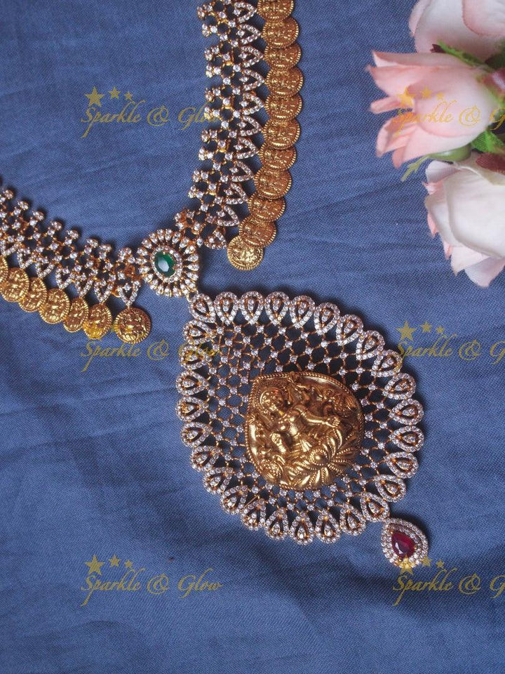 Premium matte Lakshmi AD coin haram - Sparkle and Glow