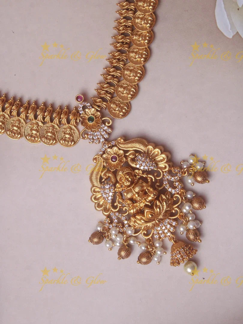 Beautiful premium matte coin Lakshmi necklace - Sparkle and Glow