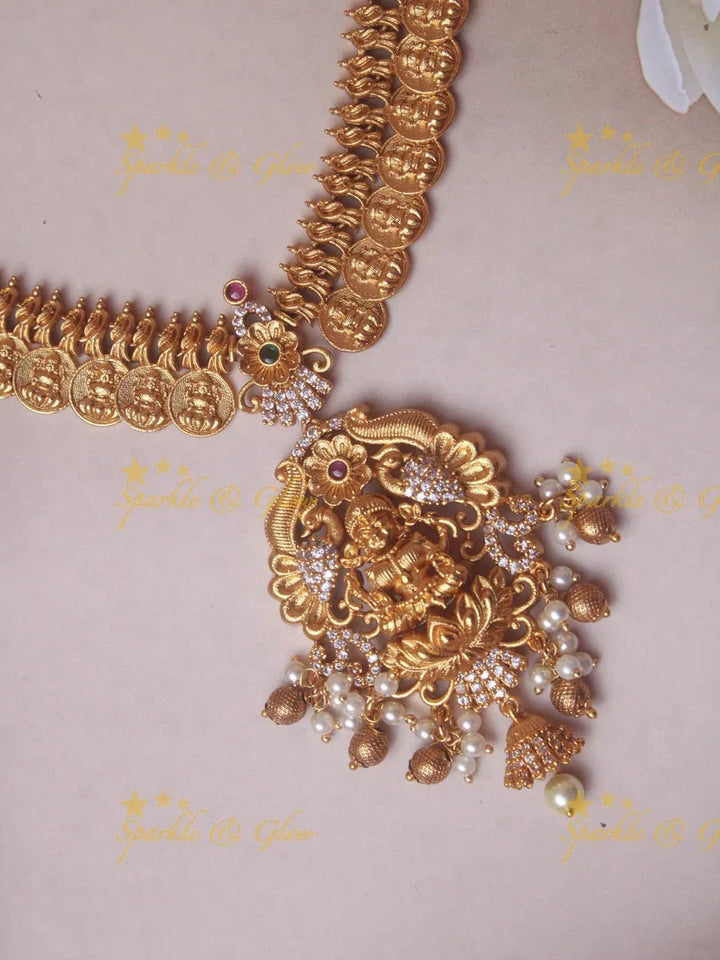 Beautiful premium matte coin Lakshmi necklace - Sparkle and Glow