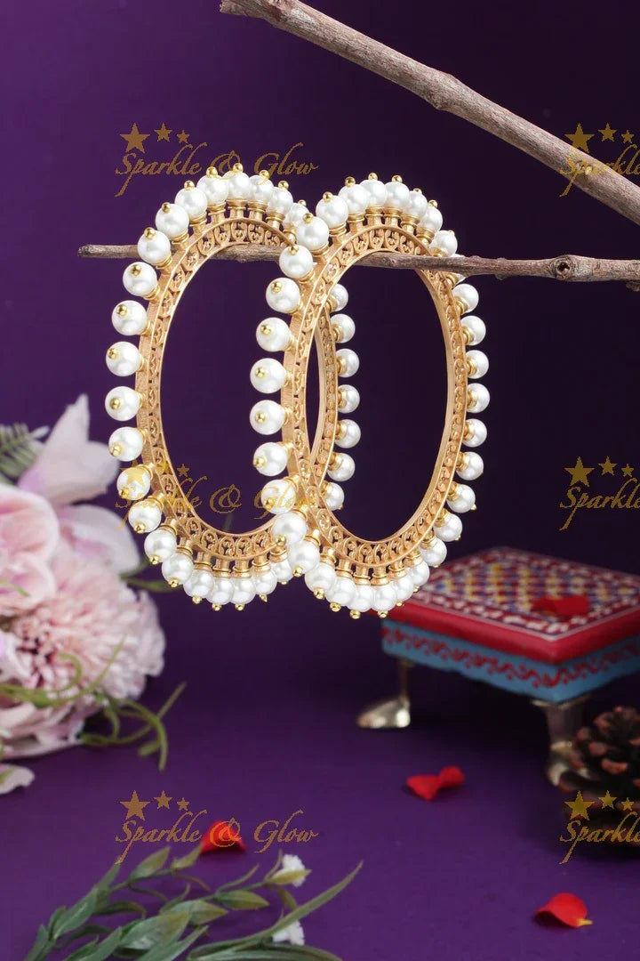 Beautiful Gold alike pearl design bangles - Sparkle and Glow
