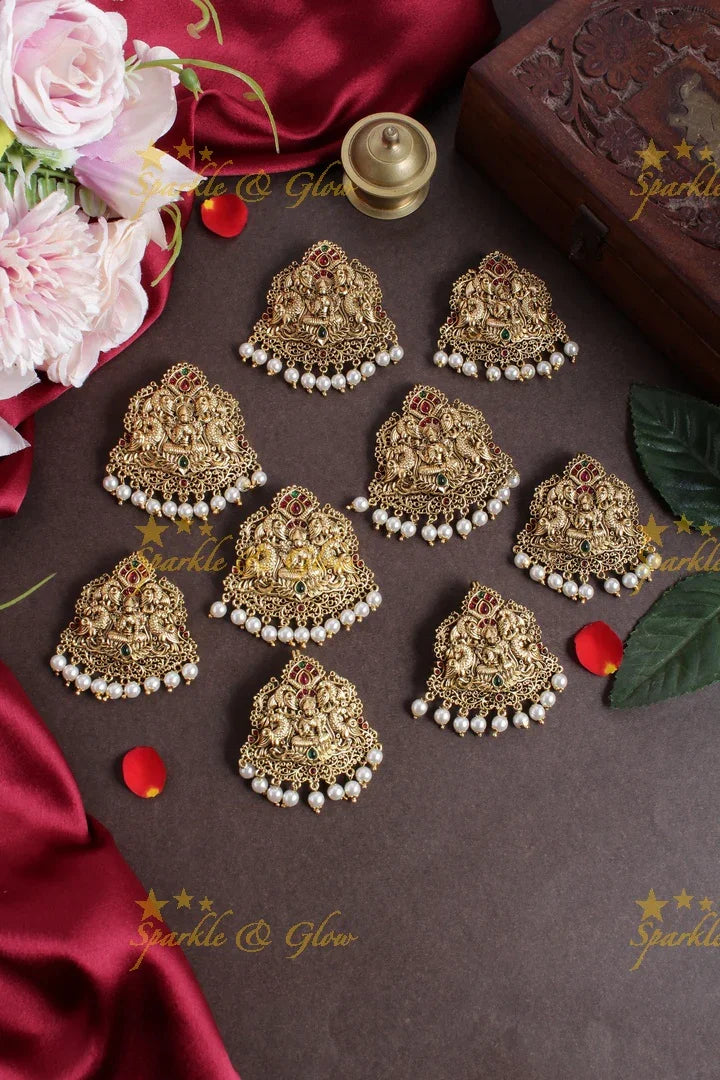 Intricately carved Lakshmi pearl jadabilla - Sparkle and Glow