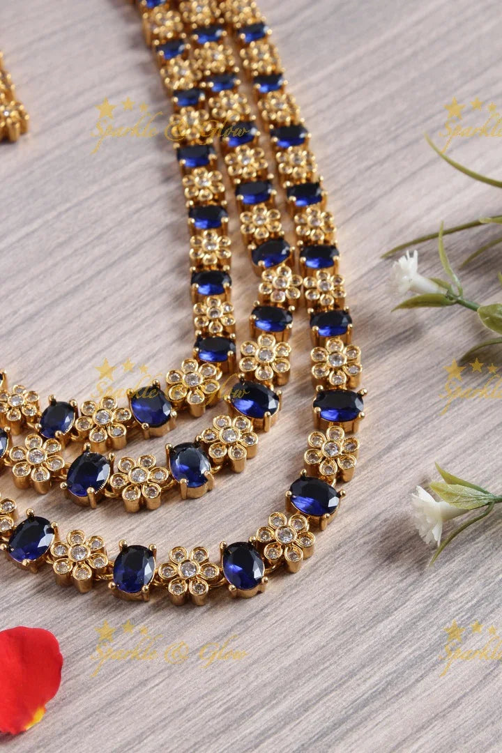 Premium Matt floral stone AD short necklace - Sparkle and Glow