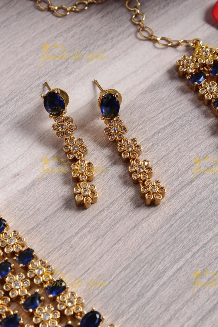 Premium Matt floral stone AD short necklace - Sparkle and Glow