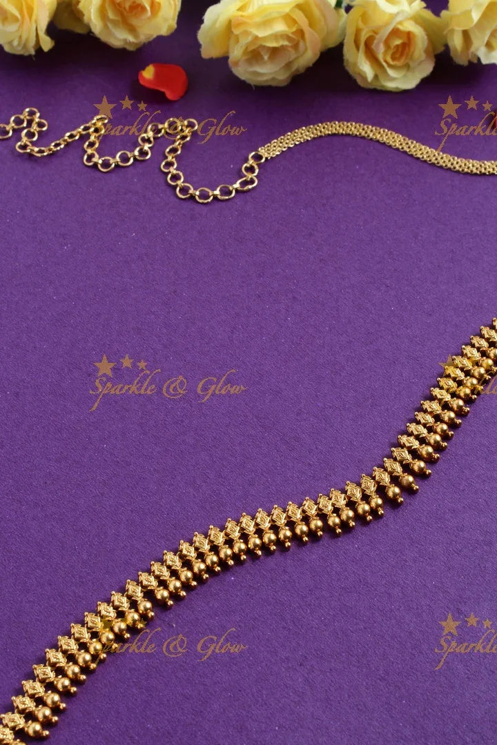 Premium Matt diamond deisgn gold beads hipchain - Sparkle and Glow