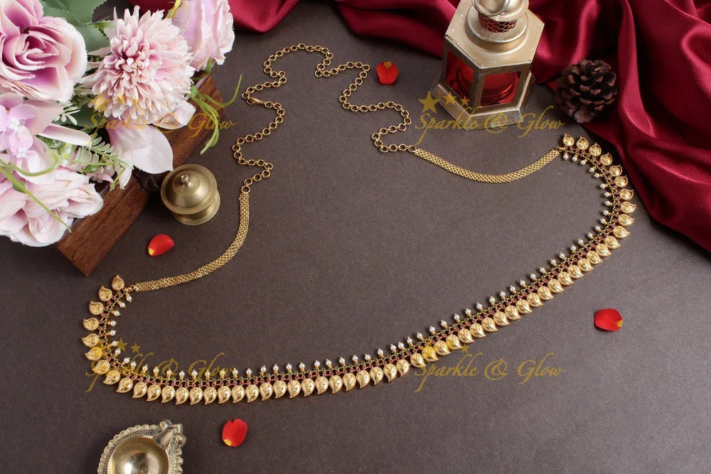 Premium Matt mango deisgn gold beads hipchain - Sparkle and Glow