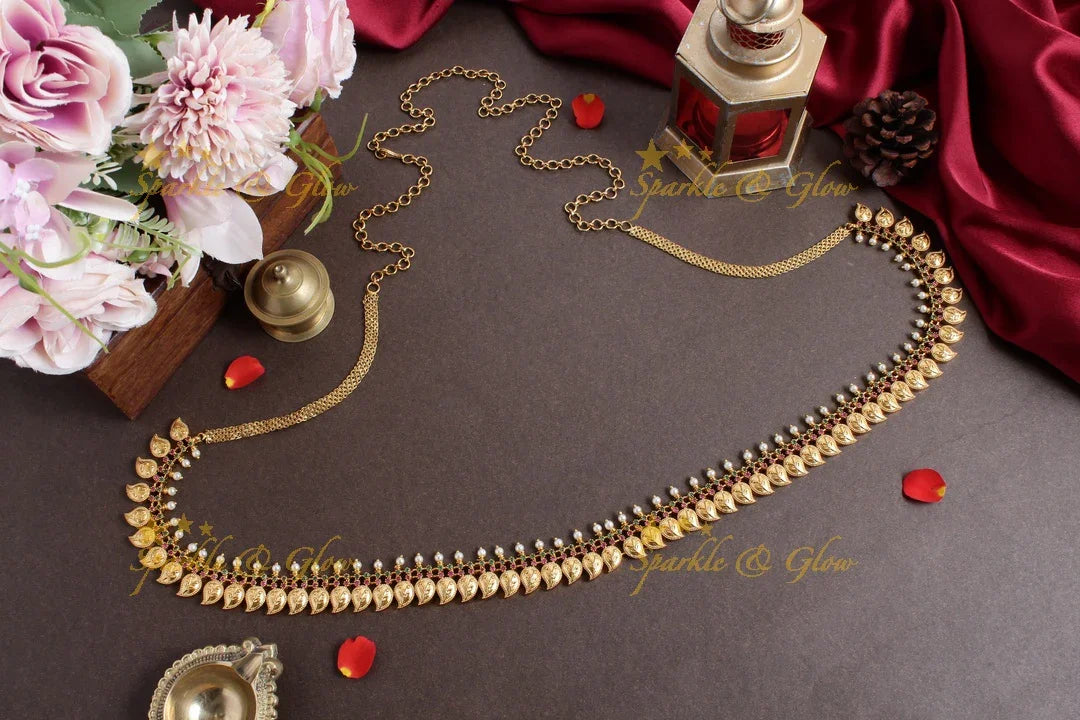 Premium Matt mango deisgn gold beads hipchain - Sparkle and Glow