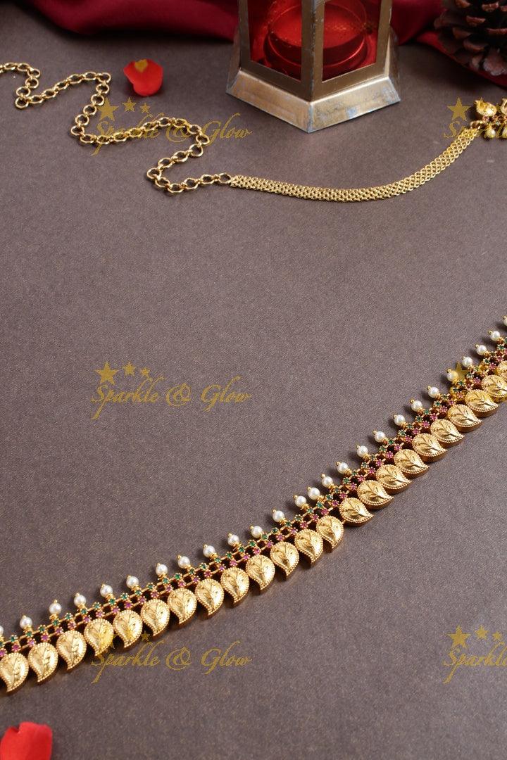 Premium Matt mango deisgn gold beads hipchain - Sparkle and Glow