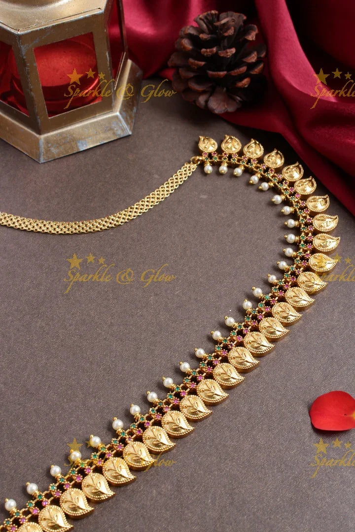Premium Matt mango deisgn gold beads hipchain - Sparkle and Glow