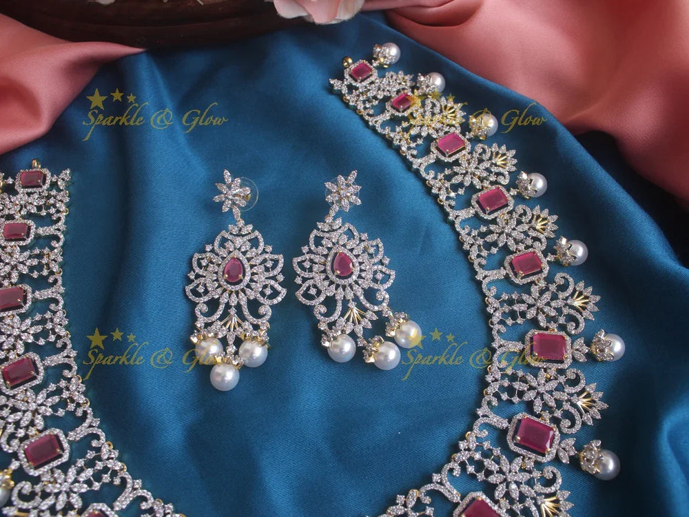 Beautiful Floral Jhumka design GJ polish necklace - Sparkle and Glow