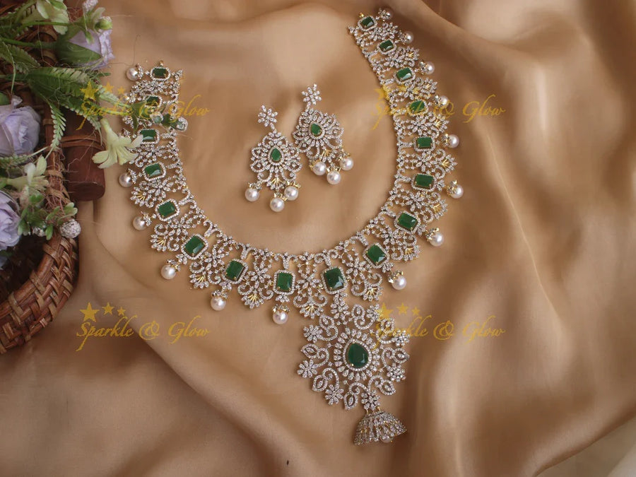 Beautiful floral jhumka pendent GJ polish necklace - Sparkle and Glow