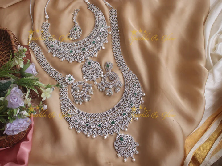 Exclusive mango gj polish carved long and short necklace set - Sparkle and Glow