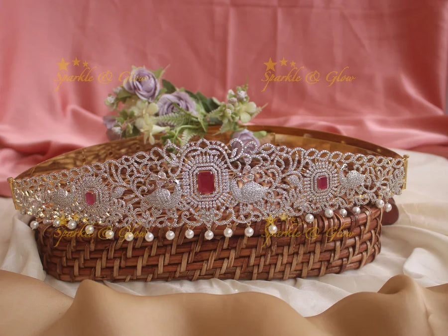 Beautiful GJ Polish leaf branch peacock carved Hipbelt - Sparkle and Glow