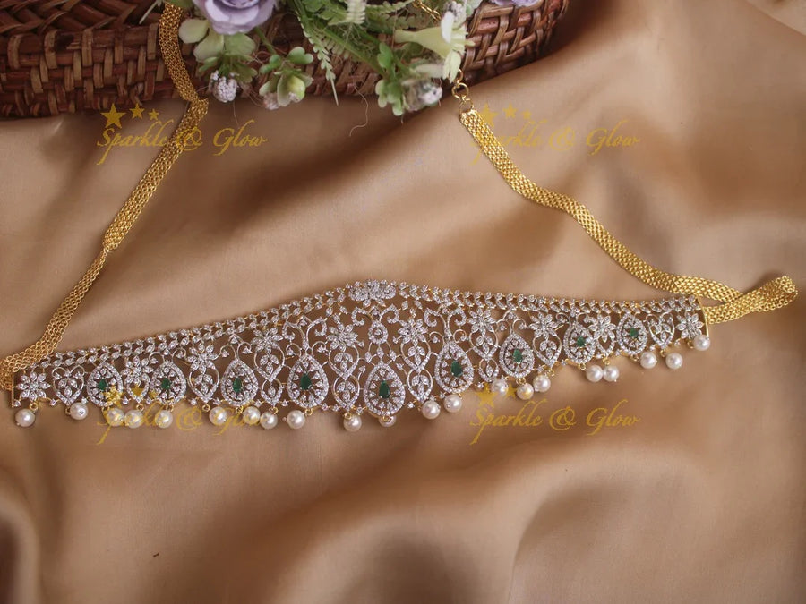Beautiful GJ polish floral oval design pearl hipchain - Sparkle and Glow