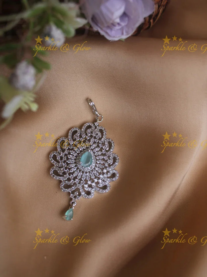 Beautiful Silver polish floral mango deisgn maang tikka - Sparkle and Glow