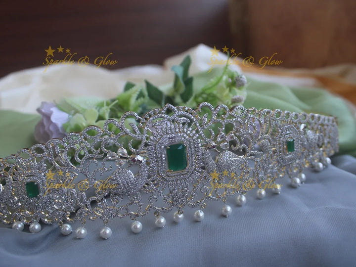 Beautiful GJ Polish leaf branch peacock carved Hipbelt - Sparkle and Glow